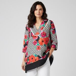 NWT Rafaela Linen Tunic 3/4 Sleeve Top Shirt Size M